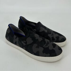 Rothy’s The Original Slip On Sneaker in Grey Camo Washable Sustainable Shoe 10.5